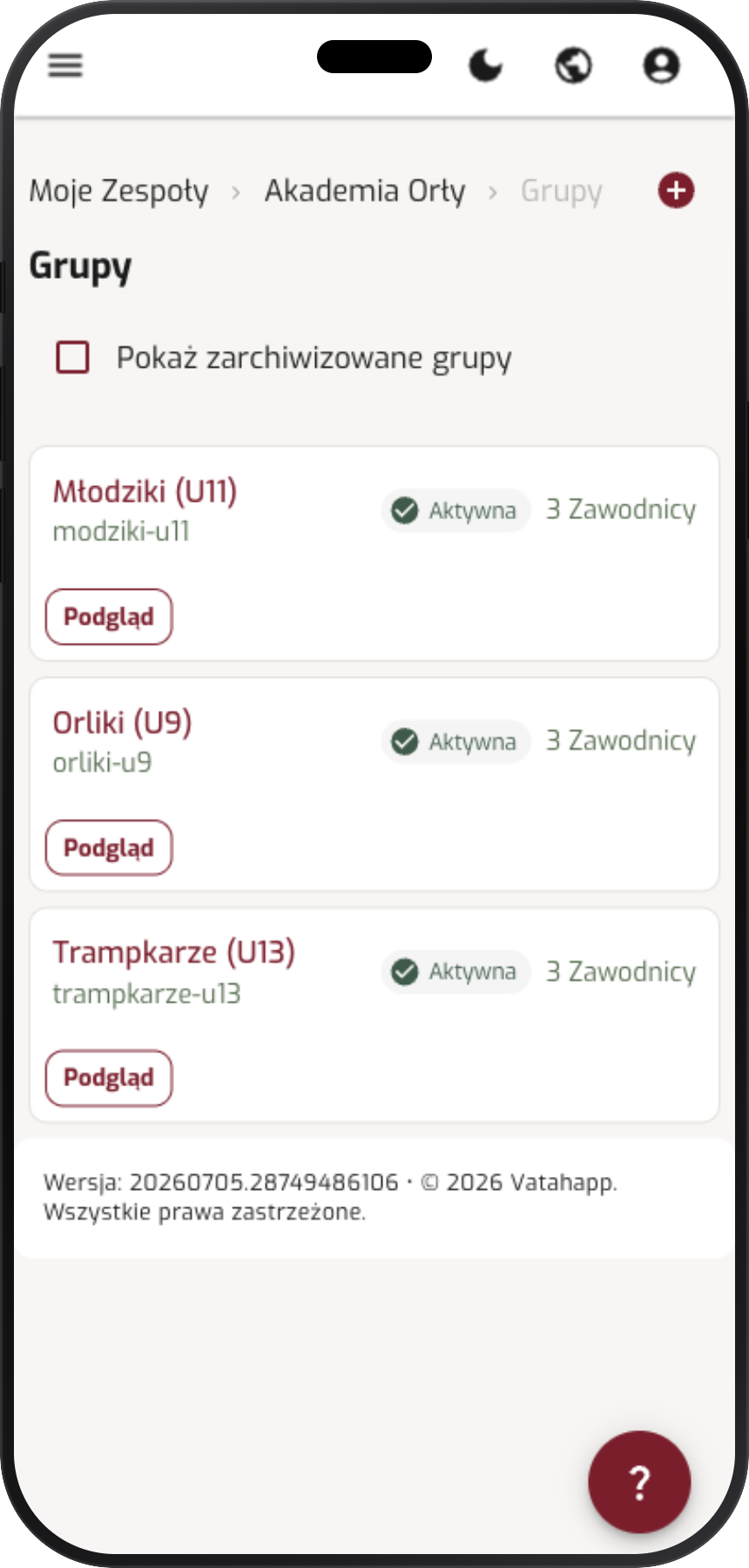 Ekran aplikacji Vataha